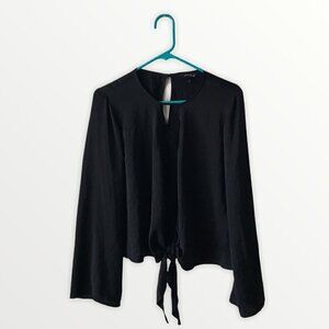 Lucky Brand Long Sleeve Tie Front Wrap Hem Top